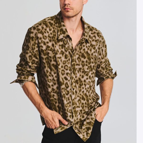 Men's Leopard Print Plus Size Printed Long Sleeve Loose Casual Shirt - Image 2