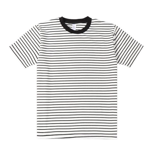 Striped Short Sleeve Simple Men's Versatile T-shirt Loose Top Half Sleeve Slim Striped Navy Skirt - Image 6