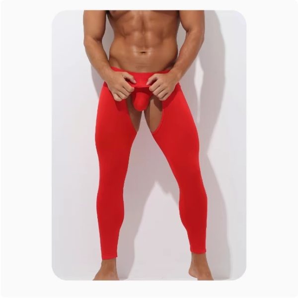 Men's Open Crotch Thermal Pants Thin Leggings Modal Autumn Winter Tight Inside Wear Free - Image 7