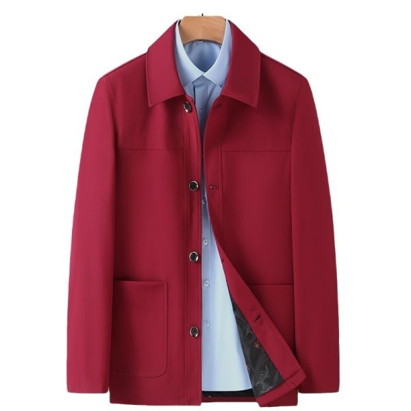 Plus Size Jacket Men's Middle-aged And Elderly Turn-down Collar Coat - Image 4