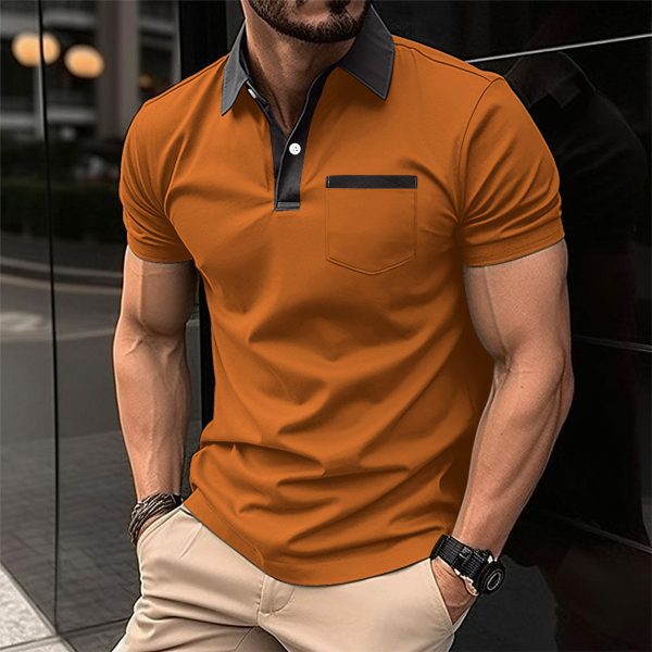 Lapel Fashion Slim Pocket Short-sleeved T-shirt Polo Shirt Men Clothing - Image 5