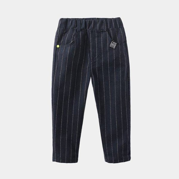 Striped Trousers Boys Kids Kids Elastic Waist Casual Pants - Image 2