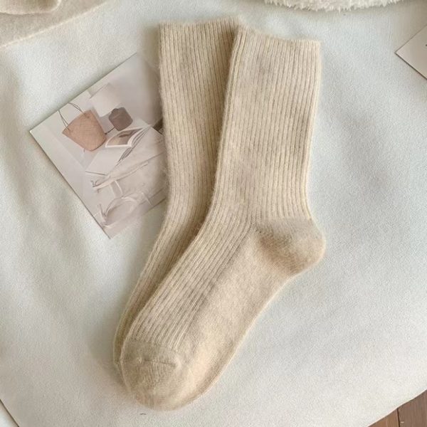 Pure Color All-matching Thickened Thermal Middle Tube Wool Socks Children - Image 9