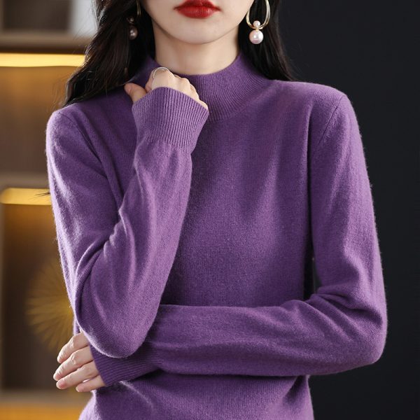 Loose Slimming Thickened New Wool Women's Half Turtleneck Knitted Sweater - Image 2