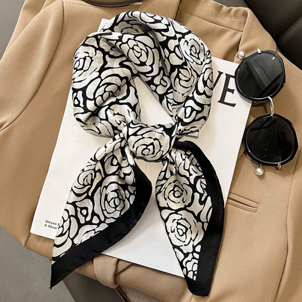 Classic Style Printed Silk Warm Shawl Decorative Hair Band Scarf - Image 6