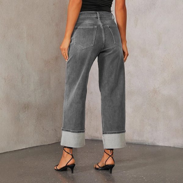 Retro Curling New Elastic Straight Jeans For Women - Image 3