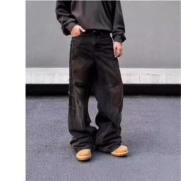 High Street Design Distressed And Dirty Waste-style Jeans For Men - Image 2