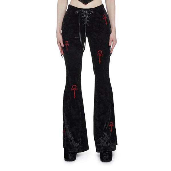 Casual All-matching Slim Fit Embroidered Bell-bottom Pants Women - Image 2