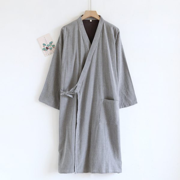 Japanese-style Kimono Pajamas Lace-up Bathrobe Men's Spring And Summer Thin Pure Cotton - Image 7