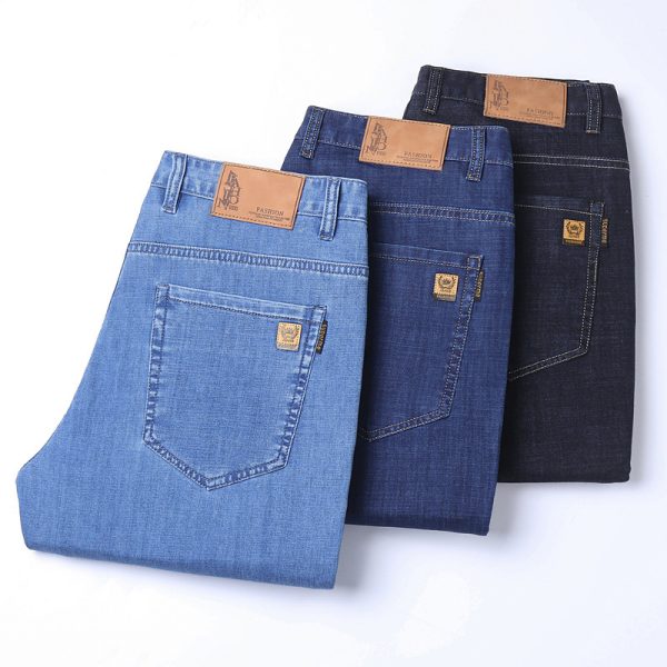 Thin Summer Cotton Elastic Ice Silk Quality Mid-high Waist Jeans - Image 4