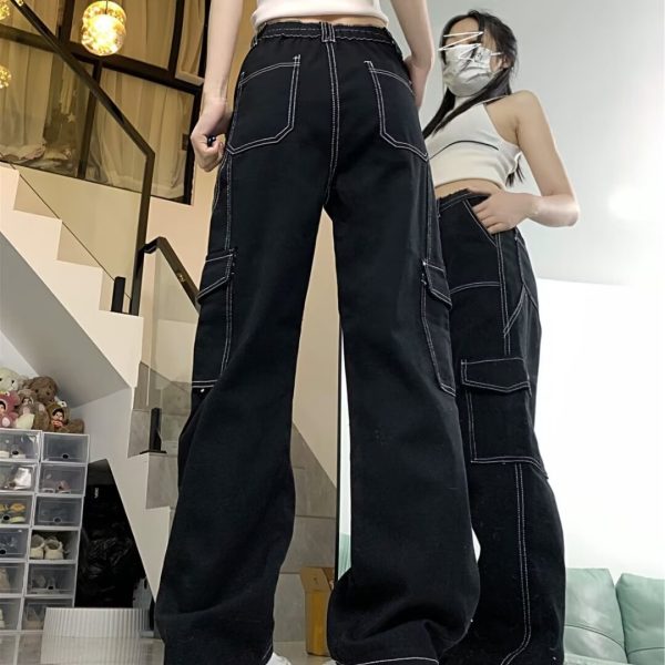 Jeans Women's Straight Loose Spring Wide-leg Overalls - Image 4