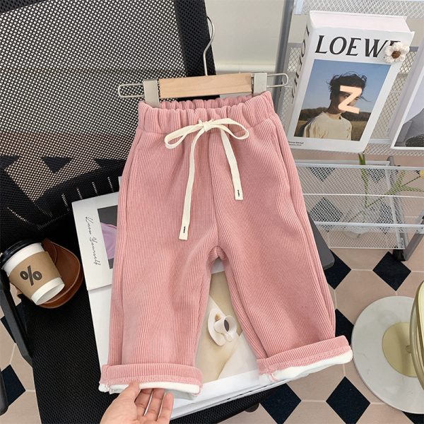 Straight-leg Pants Children Thick Warm Wide-leg Pants - Image 3