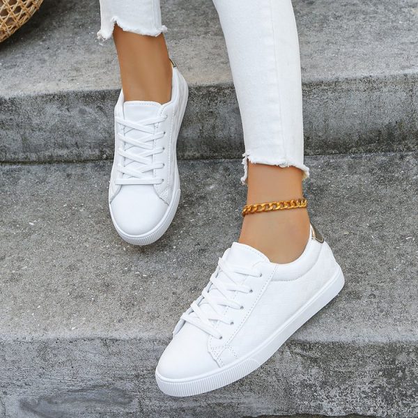 Women's Sneakers Plus Size Front Lace-up Casual Sports White Shoes - Image 3