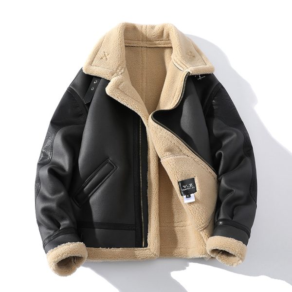 Winter Fleece-lined Thickened Short Sheepskin Leather Coat - Image 6