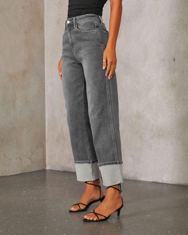 Retro Curling New Elastic Straight Jeans For Women - Image 7