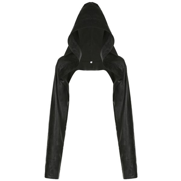 Sexy Hooded Long Sleeve Leather Coat Fashion Street Shooting - Image 5