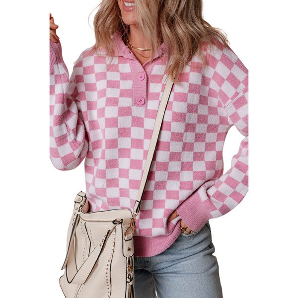 Chessboard Plaid Three-button Top Inner Fashion Loose Bottoming Shirt For Women - Image 6