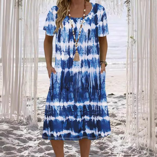 Women's Fashion Printed Loose Beach Dress - Image 4