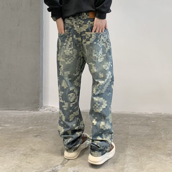 Casual Street Denim Baggy Straight Trousers Male - Image 5