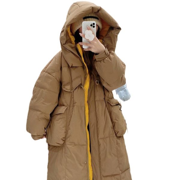 Korean Style Winter Clothes Hooded Women's Over-the-knee Quilt Down Jacket - Image 5