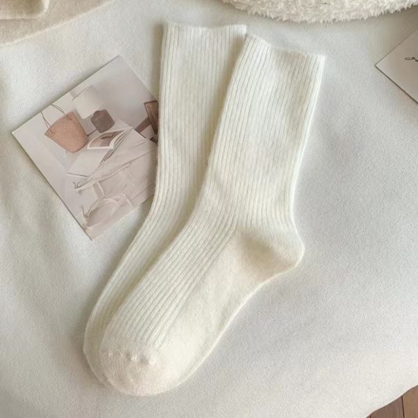 Pure Color All-matching Thickened Thermal Middle Tube Wool Socks Children - Image 7