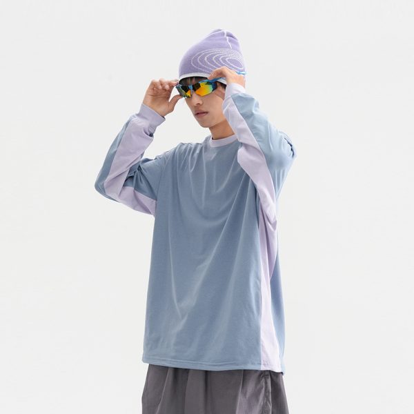 American-style Sports Loose Breathable Quick-drying Sun Protection Drawstring At Hem Round Neck Top For Men