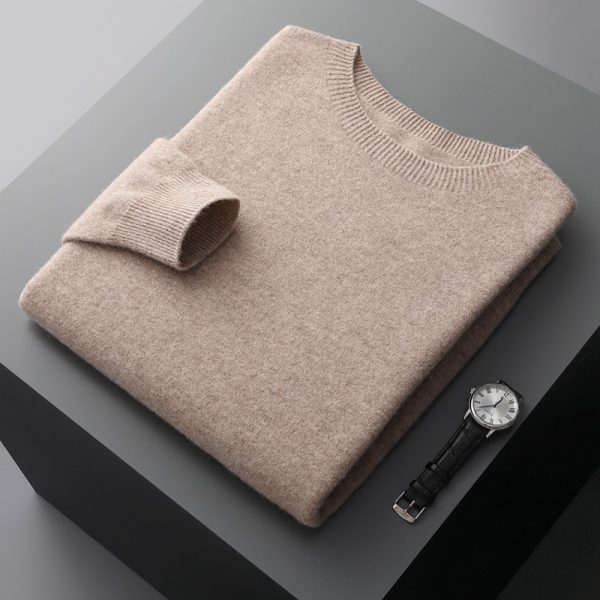 Men's Round Neck Basic Inner Match Thin Middle-aged And Elderly Bottoming Shirt Sweater - Image 4