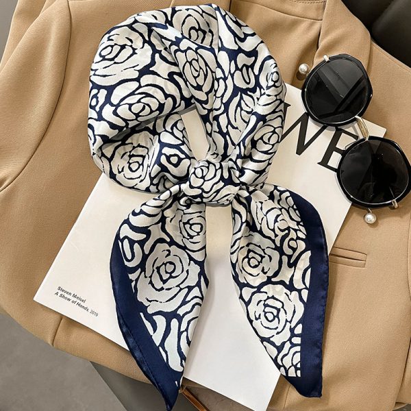 Classic Style Printed Silk Warm Shawl Decorative Hair Band Scarf - Image 7