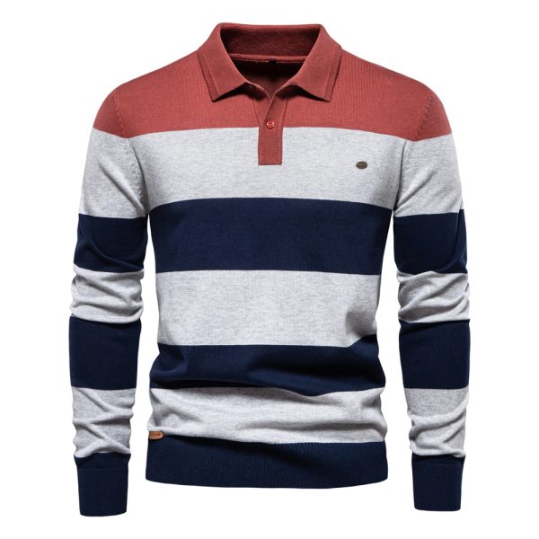 Men's Long Sleeve Polo Collar Sweater Slim Lapel - Image 5