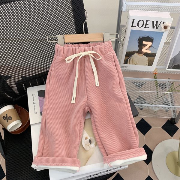 Straight-leg Pants Children Thick Warm Wide-leg Pants - Image 4