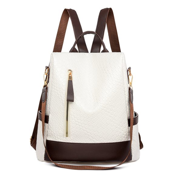 Soft Leather Women's Fashion Woven Backpack - Image 5