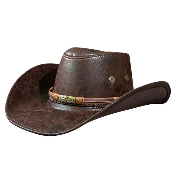 Leather Retro Ethnic Style Western Denim Hat - Image 5