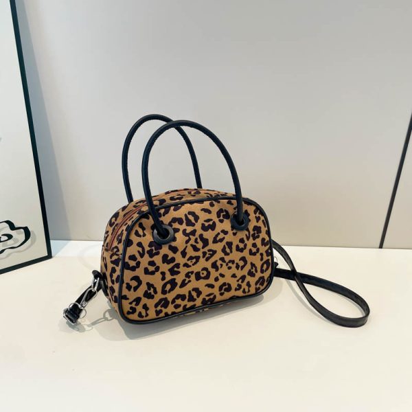 Vintage Leopard Print Bowling Handbag For Women - Image 7