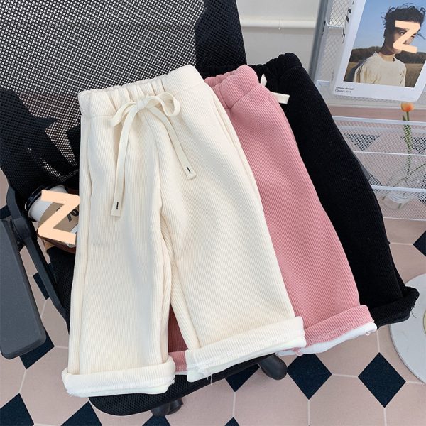 Straight-leg Pants Children Thick Warm Wide-leg Pants