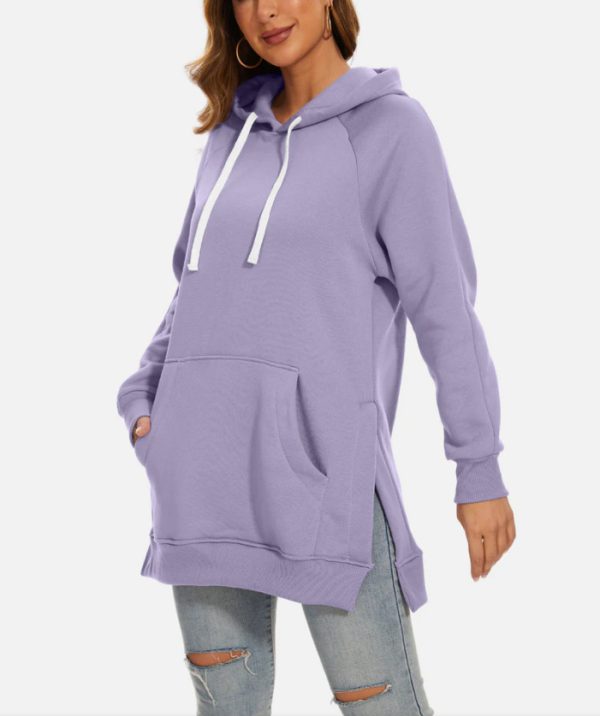 Women's Brushed Split Hoodie With Shoulder Sleeves - Image 6