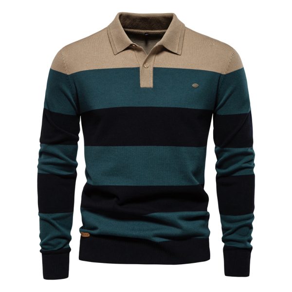 Men's Long Sleeve Polo Collar Sweater Slim Lapel - Image 7