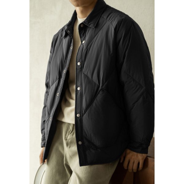 Shirt Collar Down Jacket Men's New Winter Rhombus Tooling - Image 7