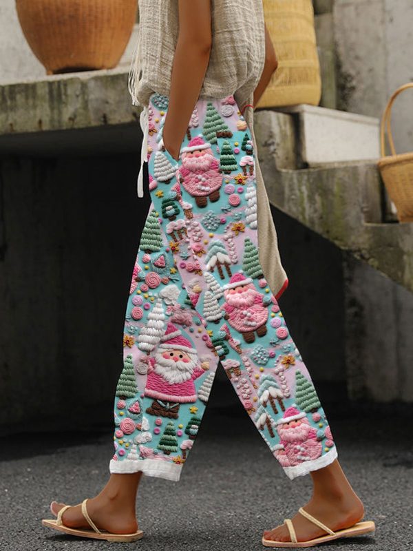 Women's Digital Printing Bubble Crepe Trousers - Image 7