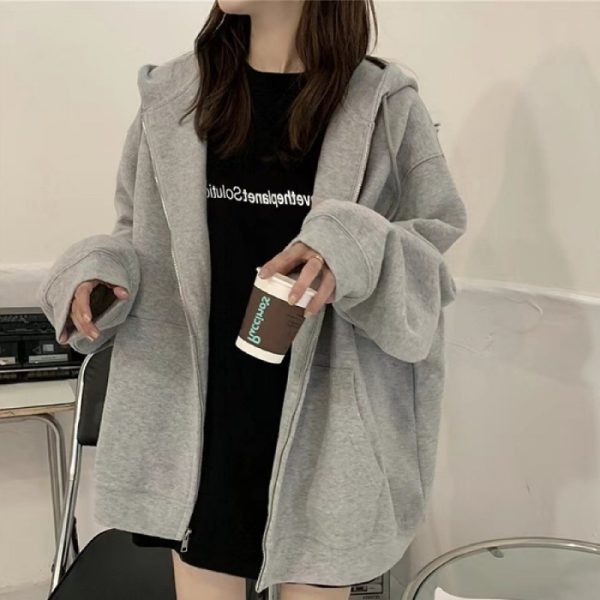 Sweater Coat For Women Spring And Autumn Outer Wear Loose And Idle Printed Hooded - Image 5