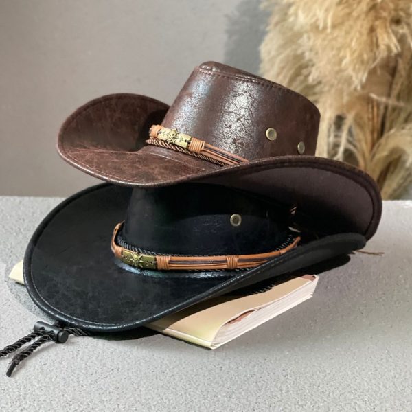 Leather Retro Ethnic Style Western Denim Hat