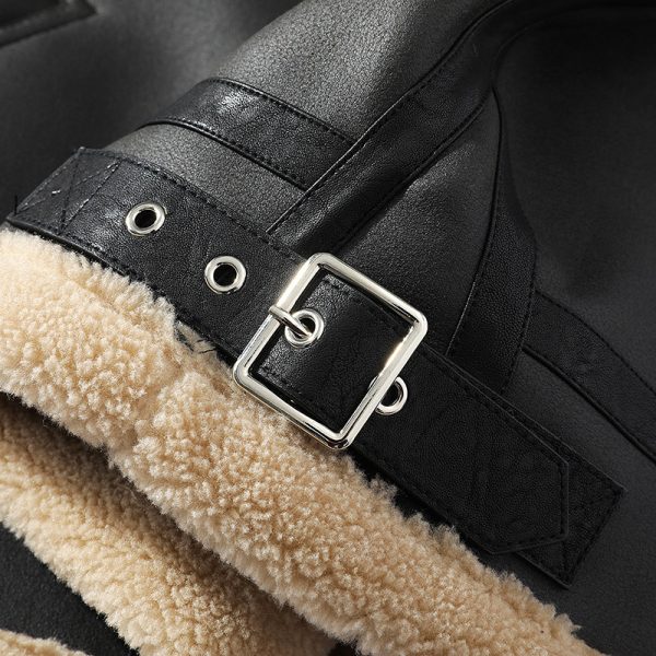 Winter Fleece-lined Thickened Short Sheepskin Leather Coat - Image 4