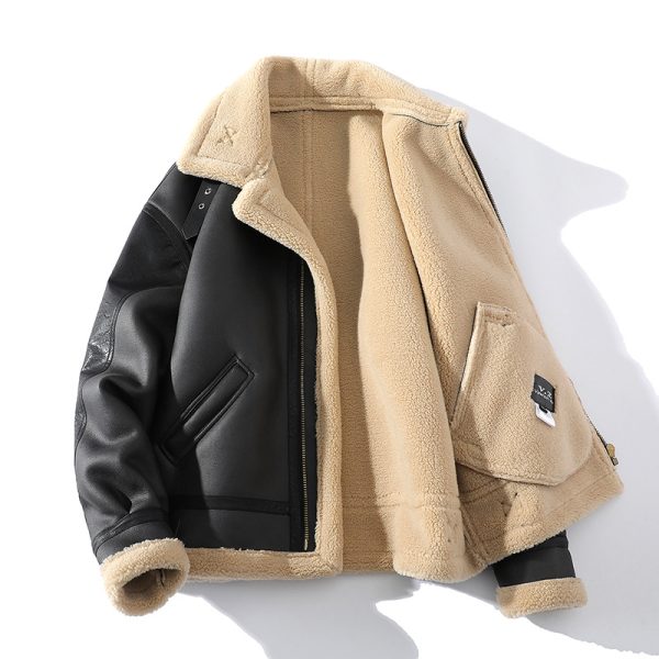 Winter Fleece-lined Thickened Short Sheepskin Leather Coat - Image 3