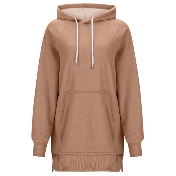 Women's Solid Color Hooded Split Shoulder Sleeve Sweater - Image 8