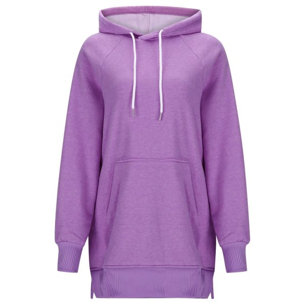 Women's Solid Color Hooded Split Shoulder Sleeve Sweater - Image 4