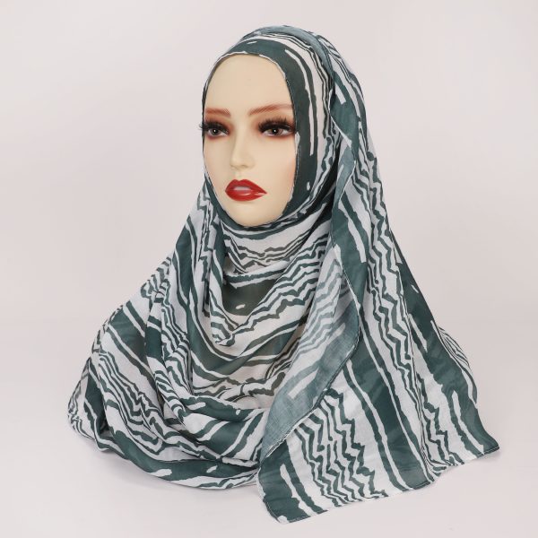 Creative Satin Polyester Printed Striped Scarf - Image 7