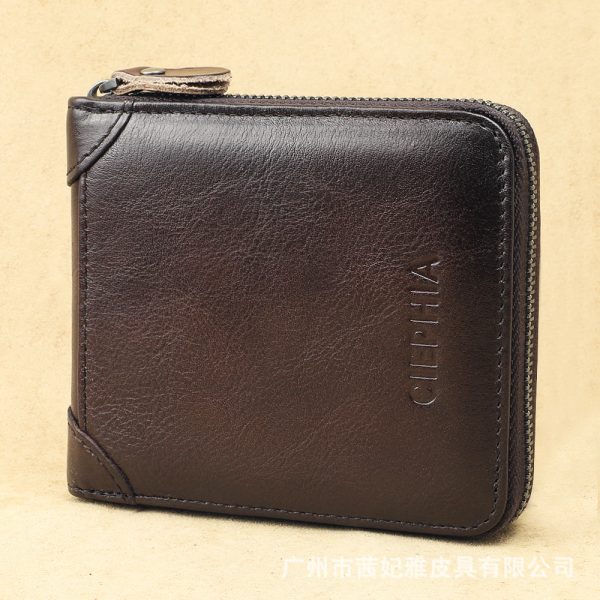 Men's Wallet Leather Short Anti-theft Swiping Zipper Multifunctional - Image 8