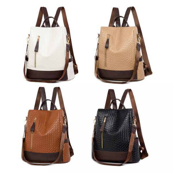 Soft Leather Women's Fashion Woven Backpack - Image 2