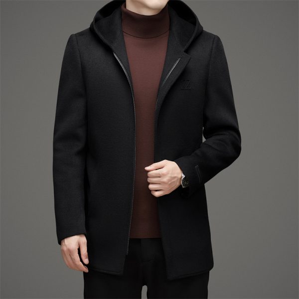 Hooded Reversible Woolen Coat Men's Winter Thickened - Image 3