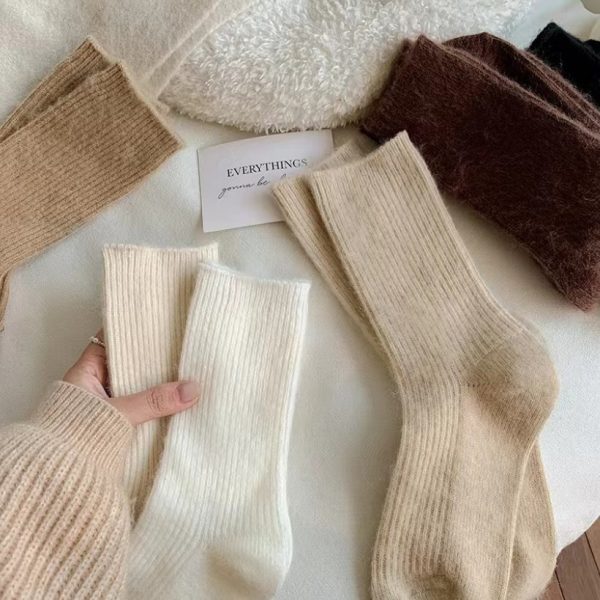 Pure Color All-matching Thickened Thermal Middle Tube Wool Socks Children