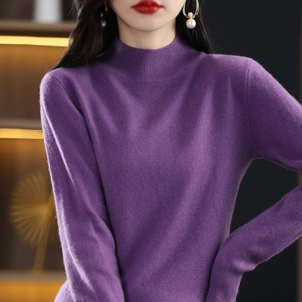 Loose Slimming Thickened New Wool Women's Half Turtleneck Knitted Sweater - Image 7